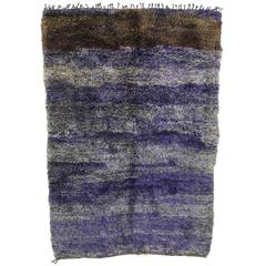 Boho Chic Berber Moroccan Rug with Modern Style, Violet Blue