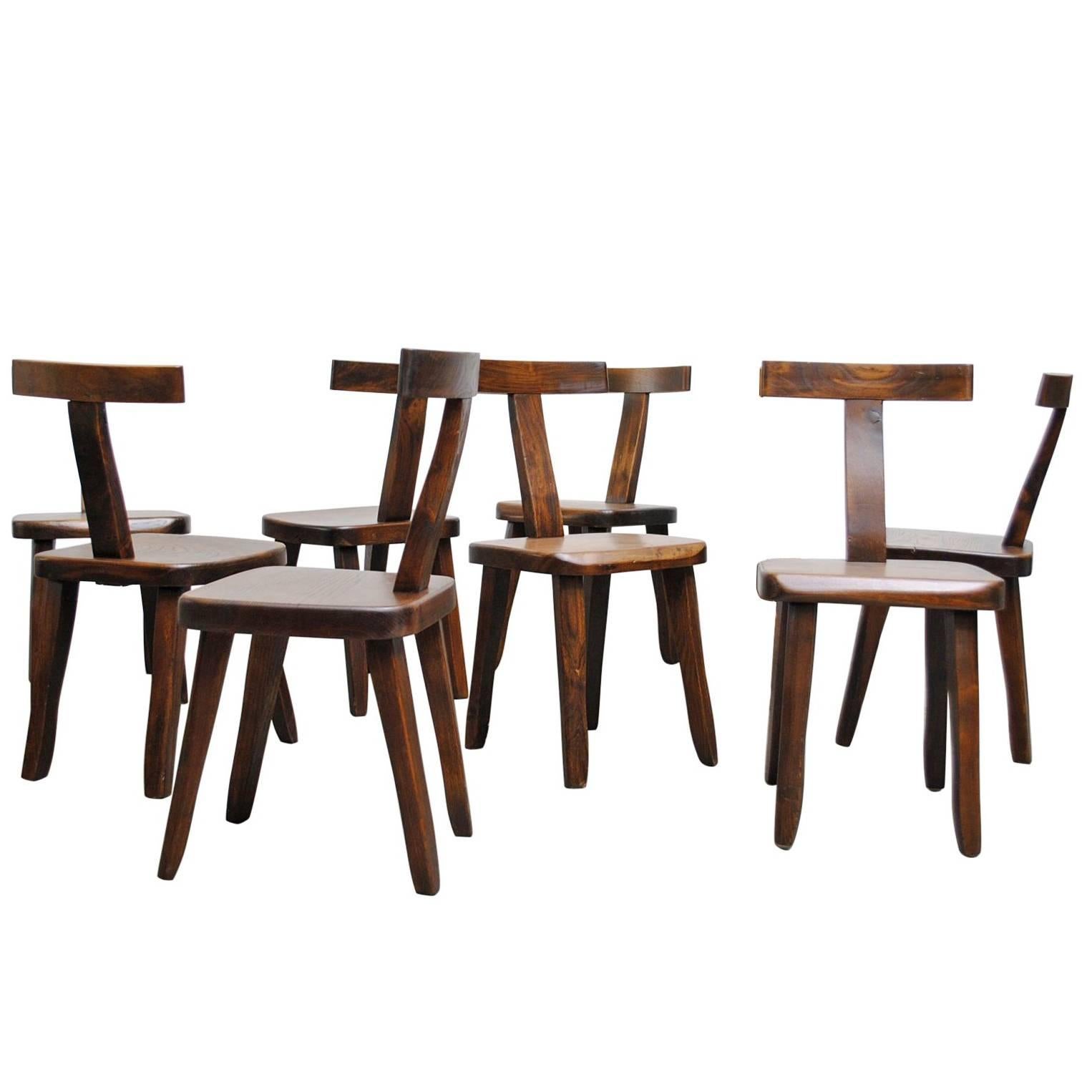 Set of Eight Black Walnut Finnish Chairs by Olavi Hänninen