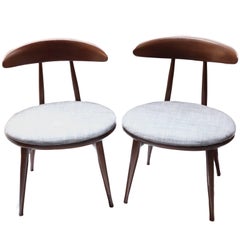 heywood wakefield upholstered chair Pair of Mid-Century Upholstered Wood Chairs by Heywood Wakefield