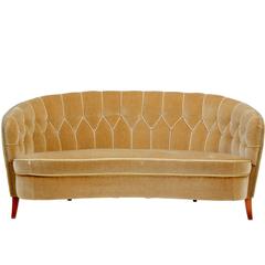 1960s Concave Shaped Button Back Sofa