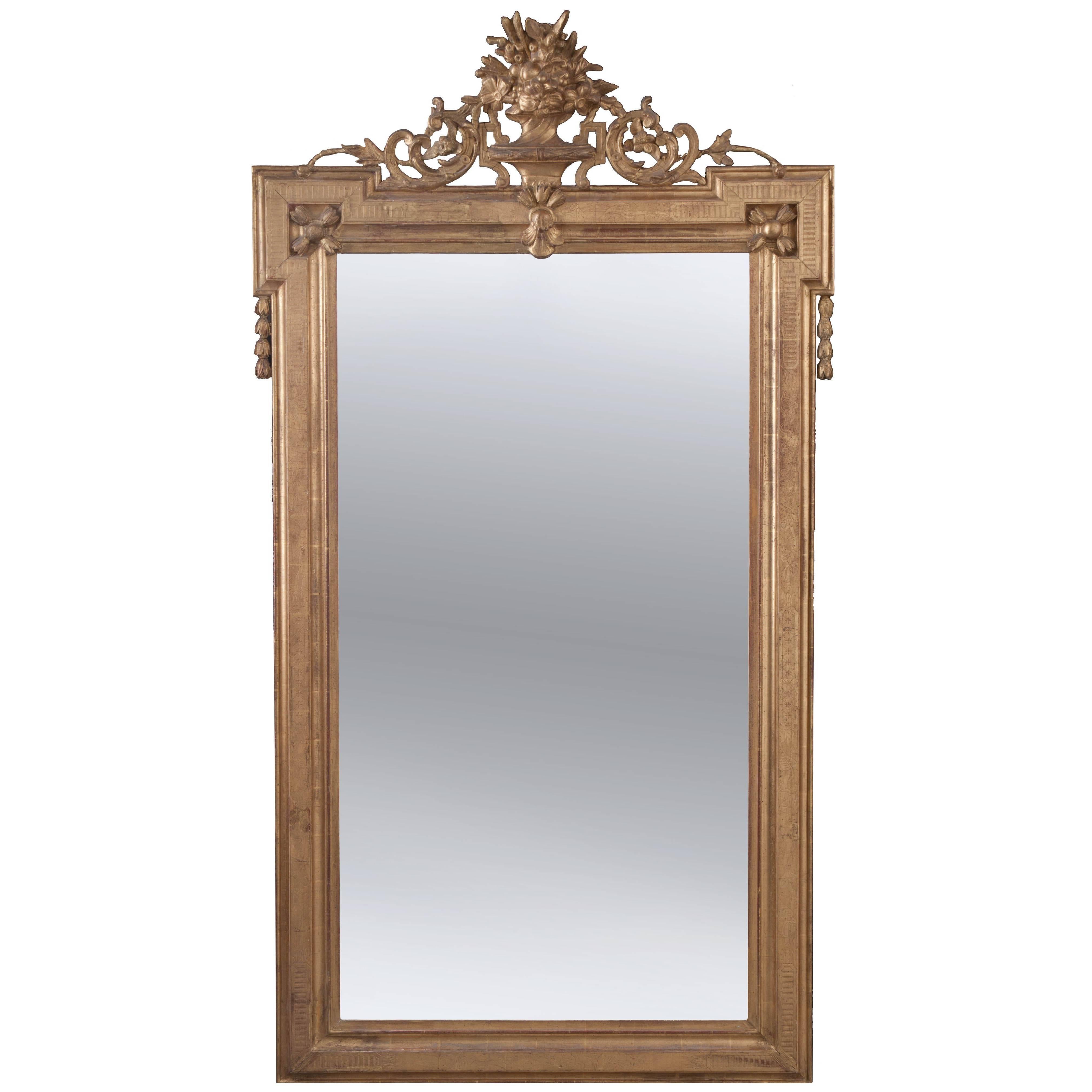 French 19th Century Transitional Gold Gilt Mirror
