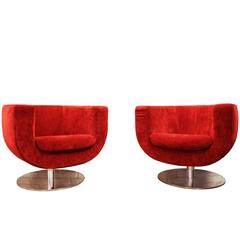 Contemporary Modern Jeffrey Bernett B&B Italia Pair of Tulip Armchairs Chrome