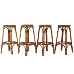 Vintage Set of Four French Bistro Bar Stools