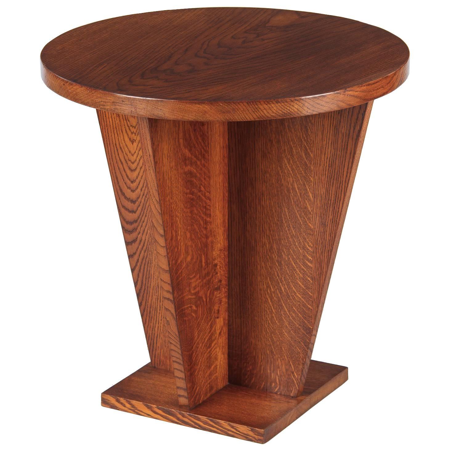 French Art Deco Oak Side Table, 1930s