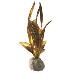 Vintage Brass Gold Leaf Table Lamp in the Style of Maison Jansen
