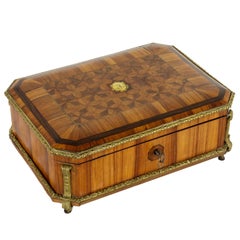 Historical Napoleon III Period Signed Rosewood Marquetry Box, Bronze Detailing