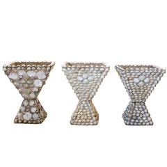 Mid-20th Century French Cement Planters with Embedded Shells 8