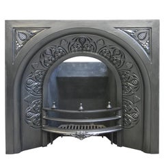 Antique 19th Century Victorian Arched Cast Iron Fire Insert