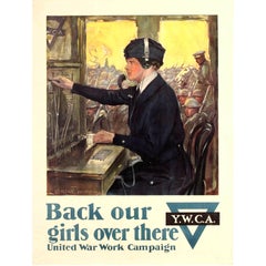 Original WWI YWCA United War Work Campaign Poster - Back Our girls Over There