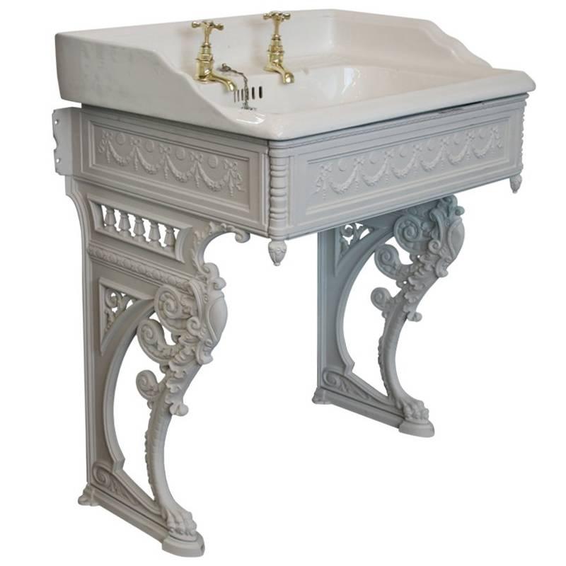 Late Victorian Reclaimed Basin on Cast Iron Stand