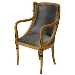 Antique Simulated Bur Walnut Biedermeier Desk Chair