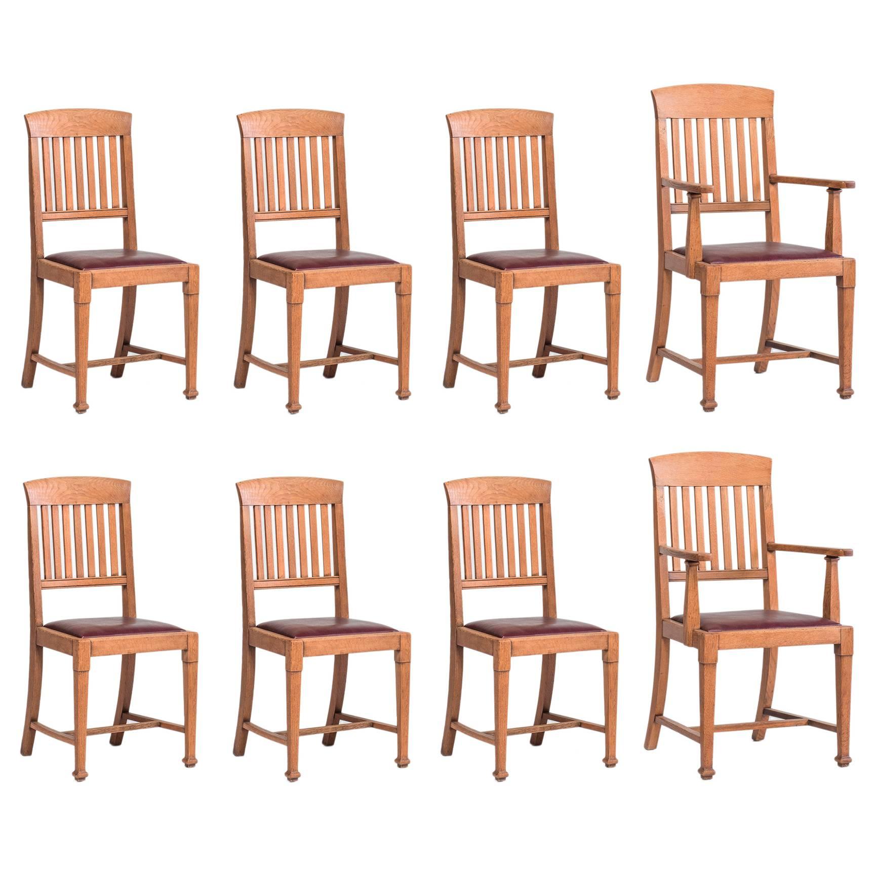 Set of Eight Oak Dining Chairs, circa 1900