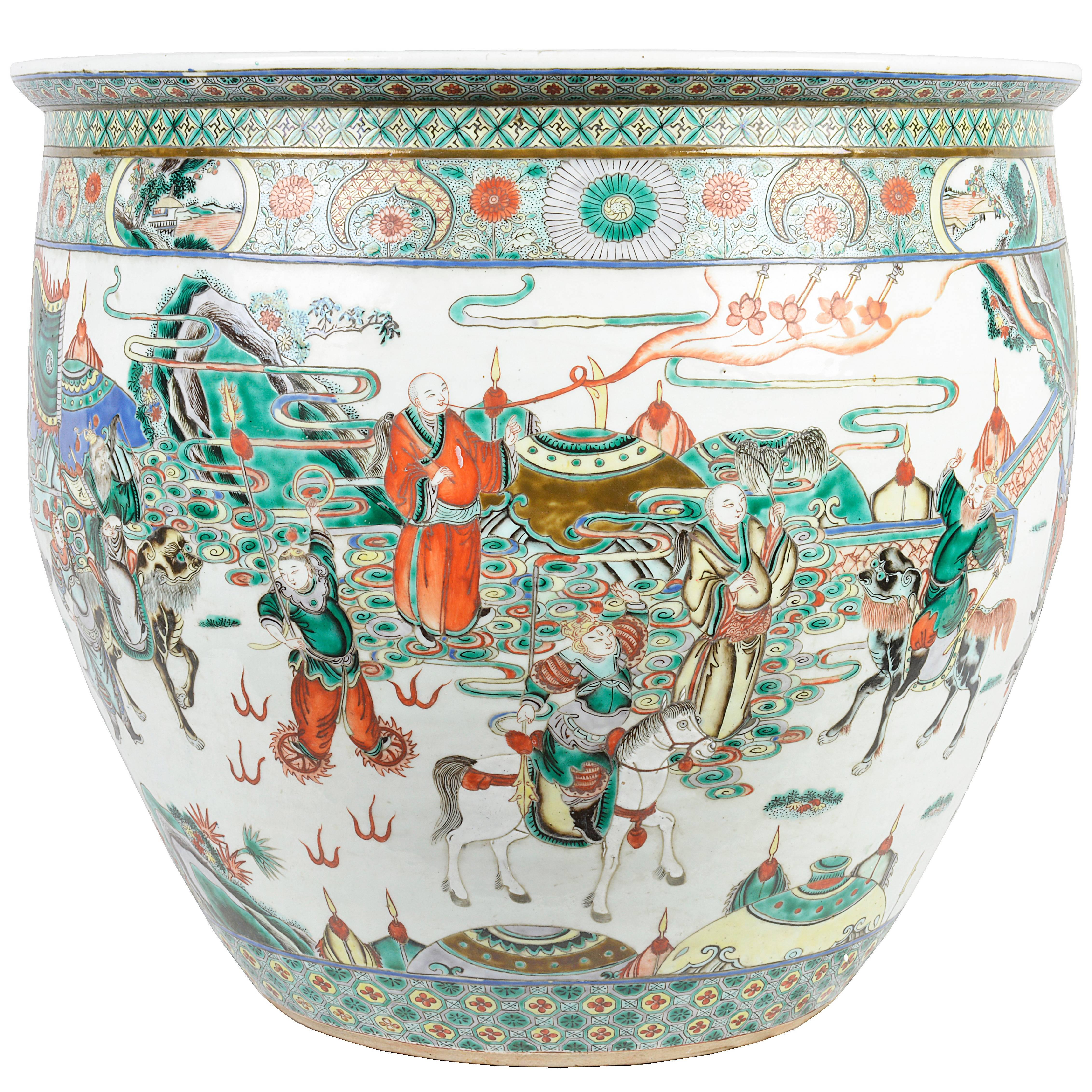 19th Century Chinese Famille Verte Fish Bowl For Sale