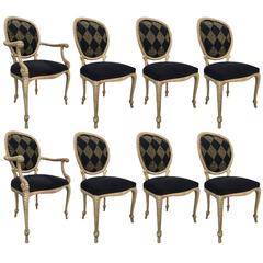 Set of Eight Vintage Carved Rope Dining Chairs