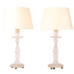 Pair of Contemporary Rock Crystal Lamps