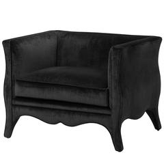Princeton Armchair Totally Upholstered with Black Velvet Fabric 8