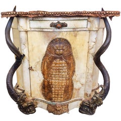 Croco and Parchment Chest with Kudu Horns