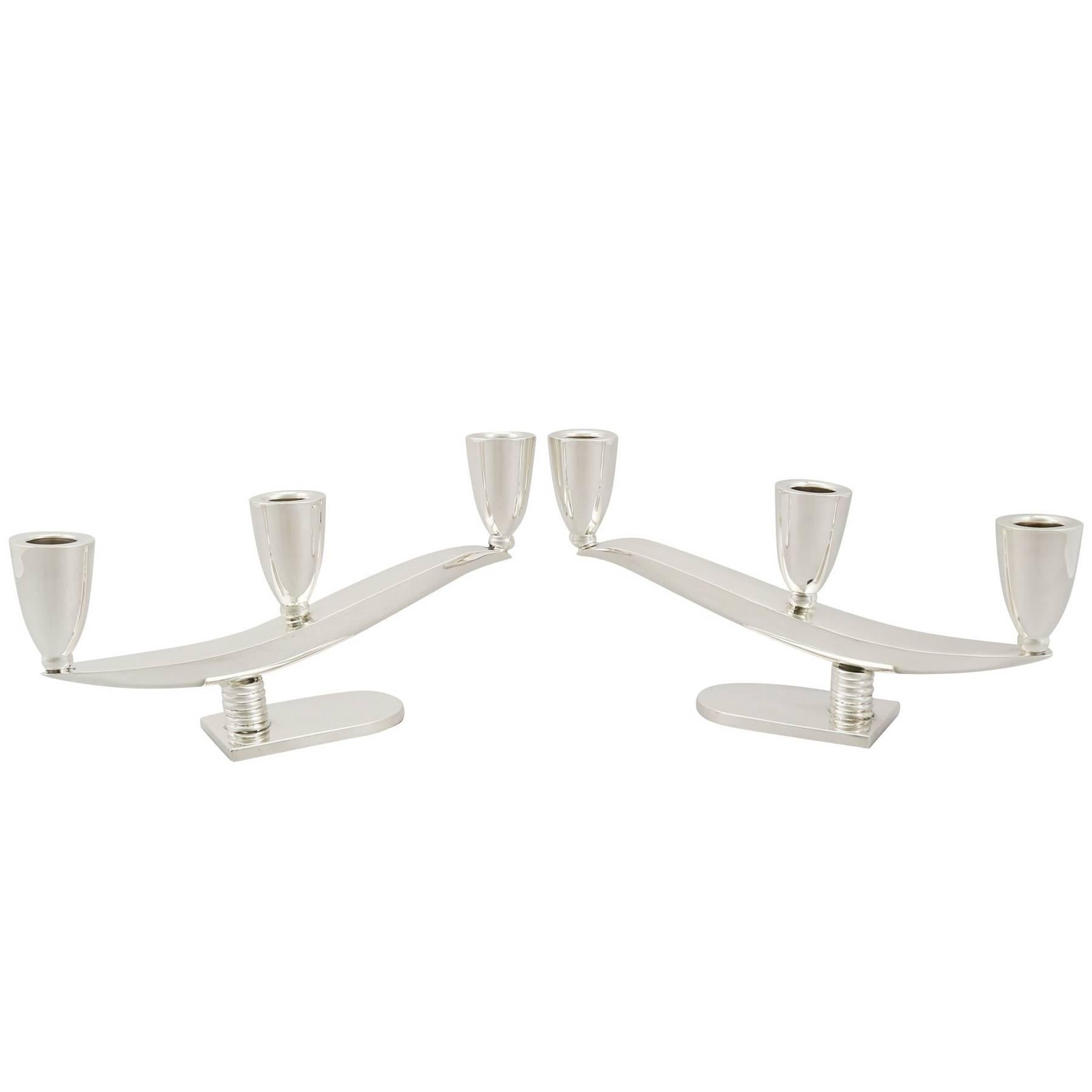 1945 Mexican Sterling Silver Three-Light Candelabra