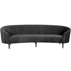 Elegant Curved Sofa in Charcoal Velvet 12