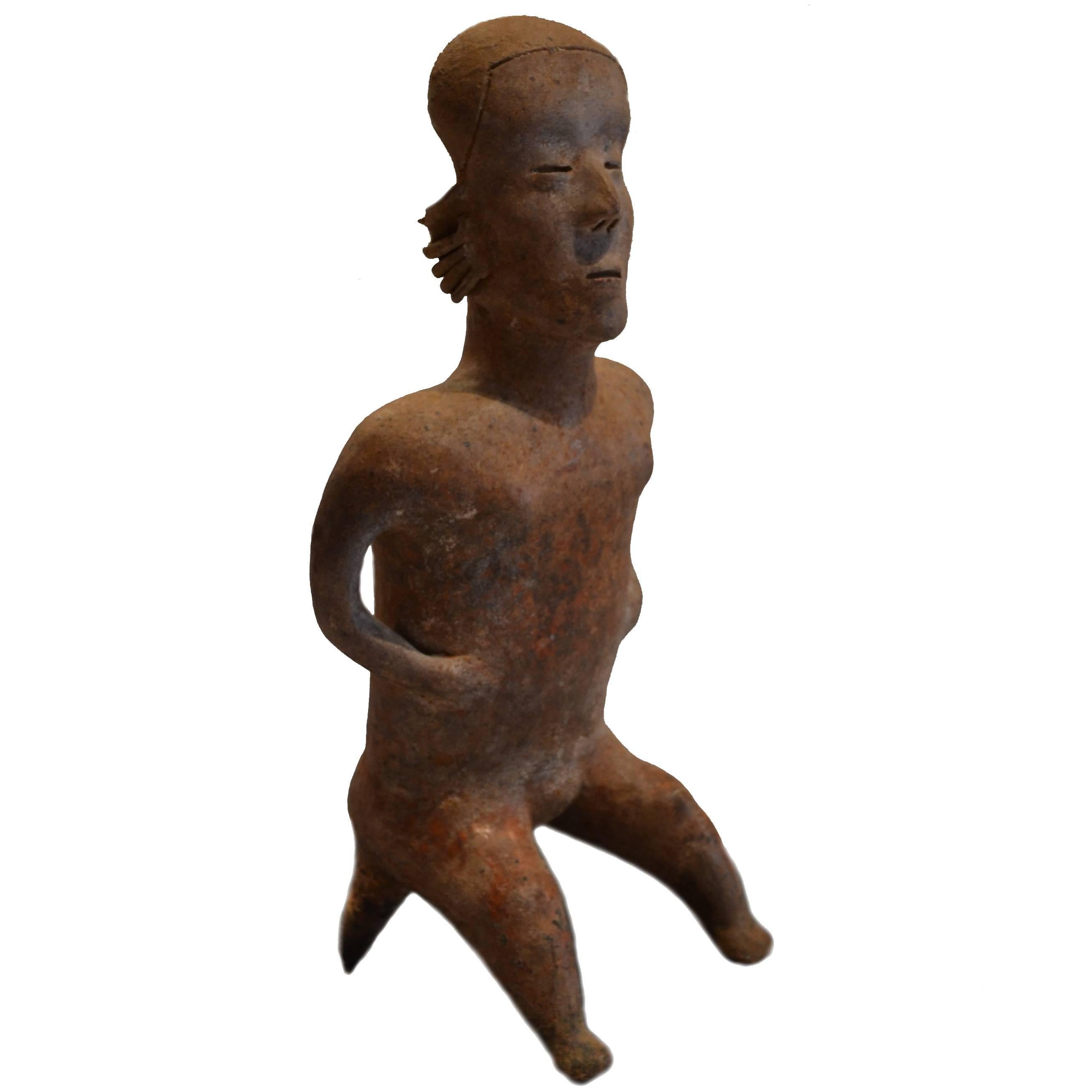 Large Pre-Columbian Nayarit Seated Female Figure Sculpture For Sale