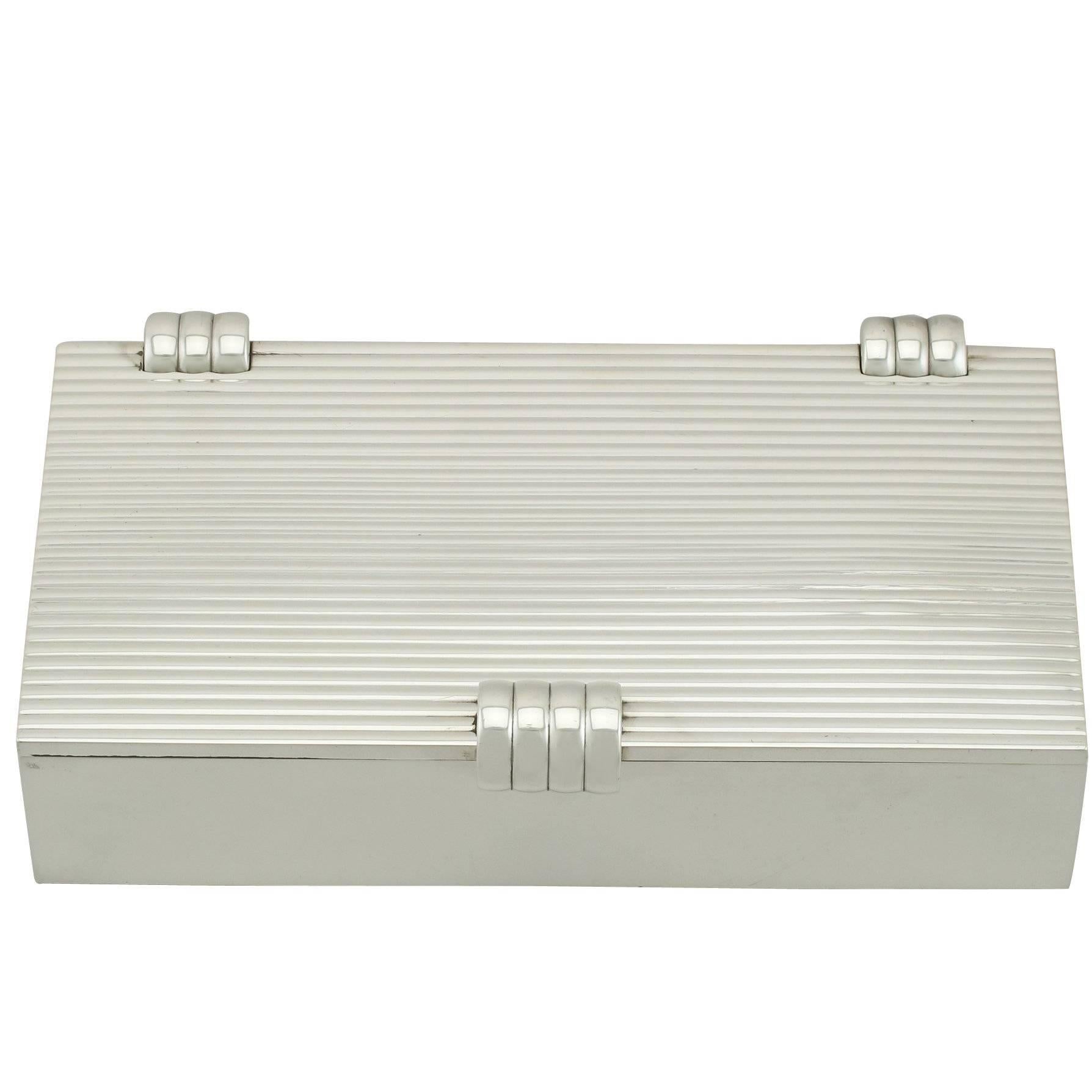 1960s Art Deco Style French Silver Cigar / Cigarette Box by Cartier