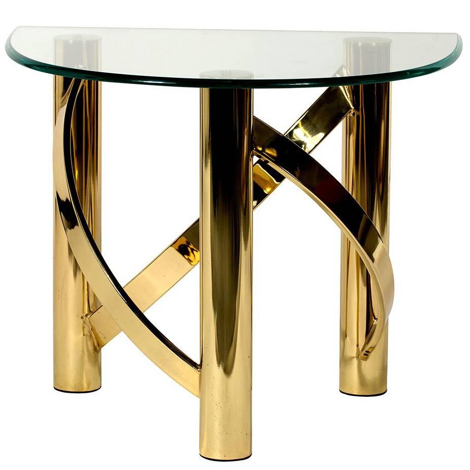 Brass and Glass Side Table For Sale