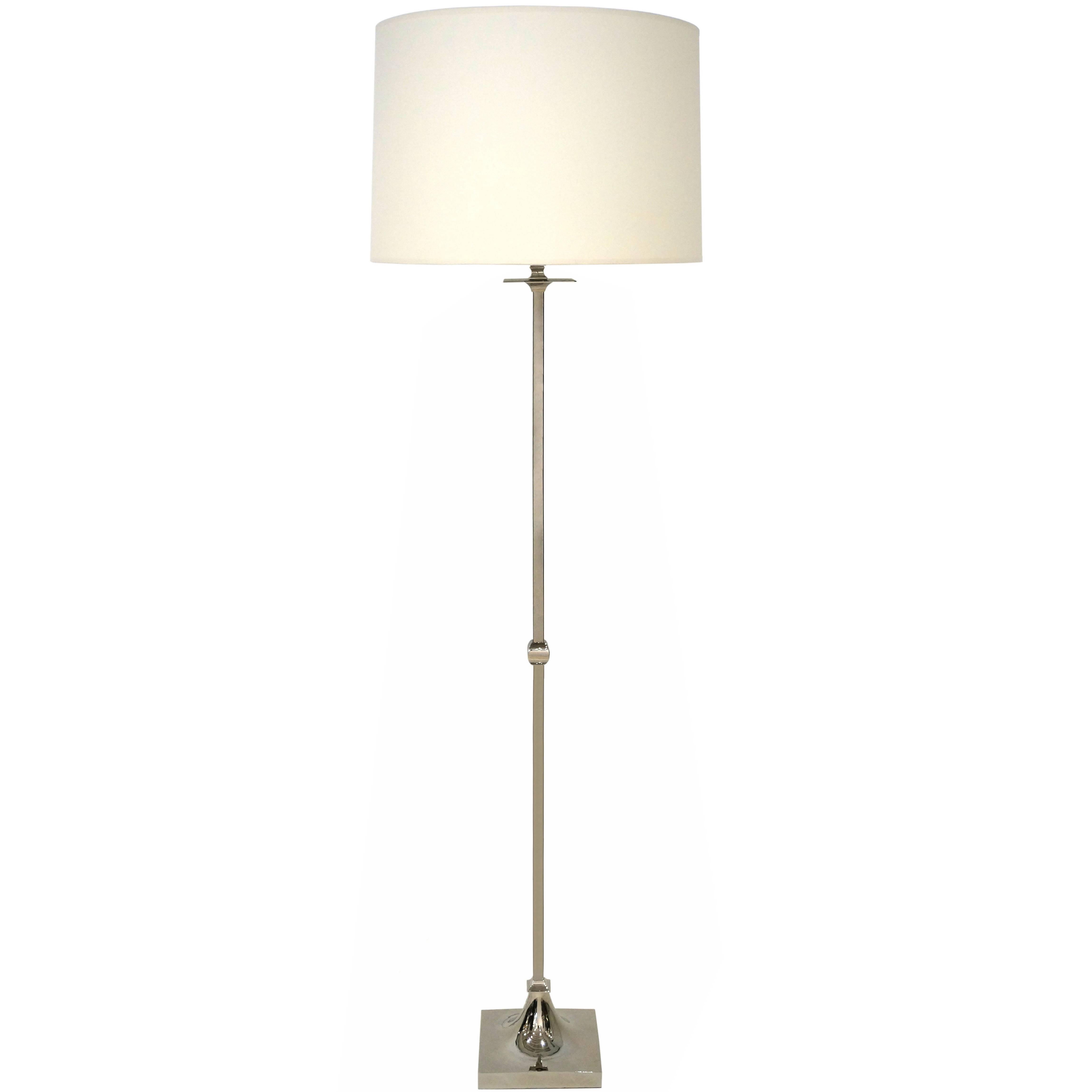 1960s Modern Silver Plated Brass Standing Lamp For Sale
