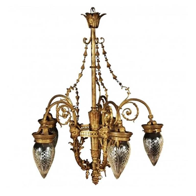 Very important bronze chandelier with 5 lights in Louis XV style
