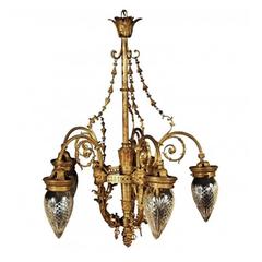 Antique Bronze Five-Light Louis XVI Style Chandelier 1