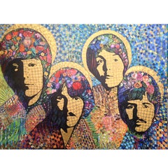 "The Beatles" Oil on Canvas & Collage Painting by English Artist William Wright