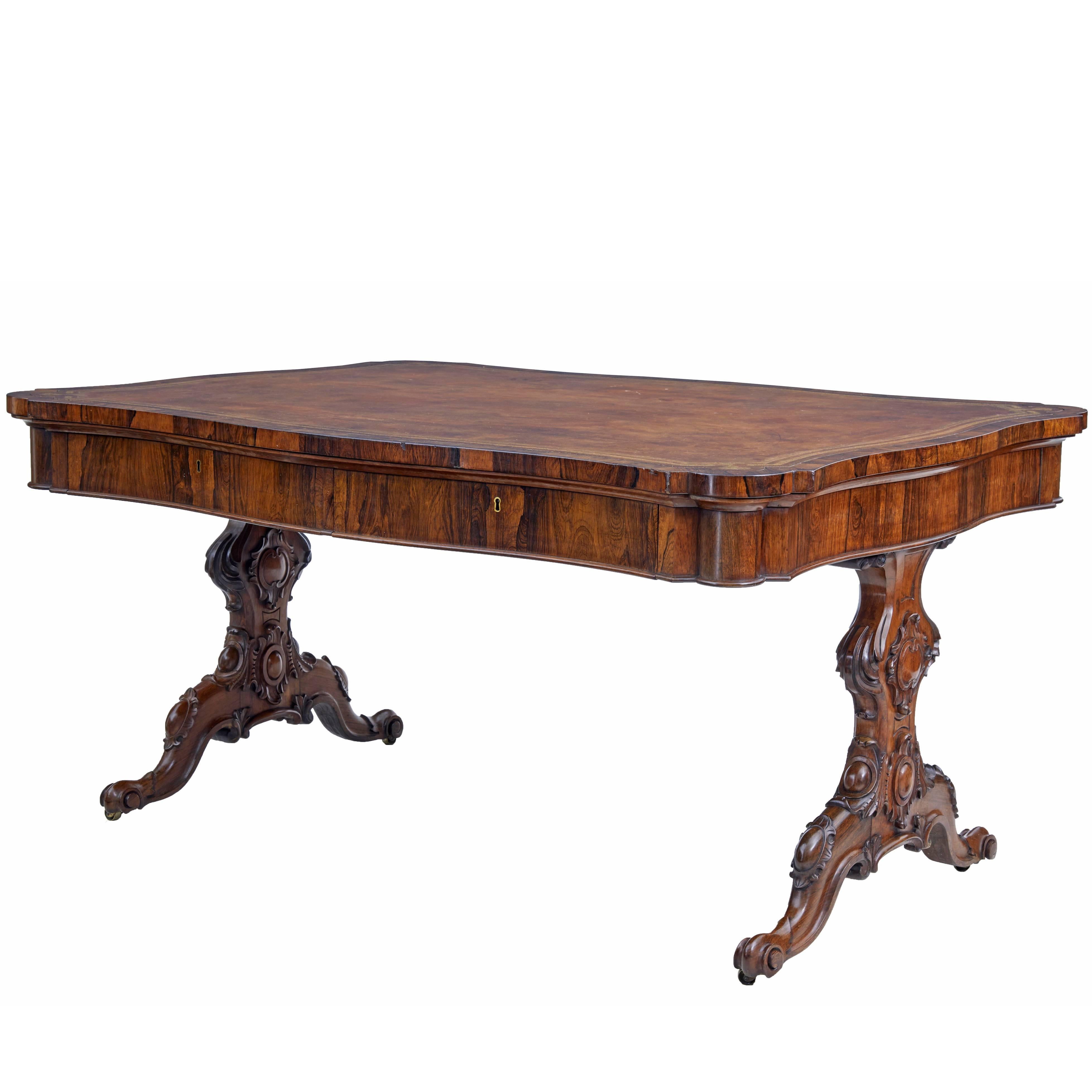 Large 19th Century William iv Rosewood Library Table Attributed to Gillows