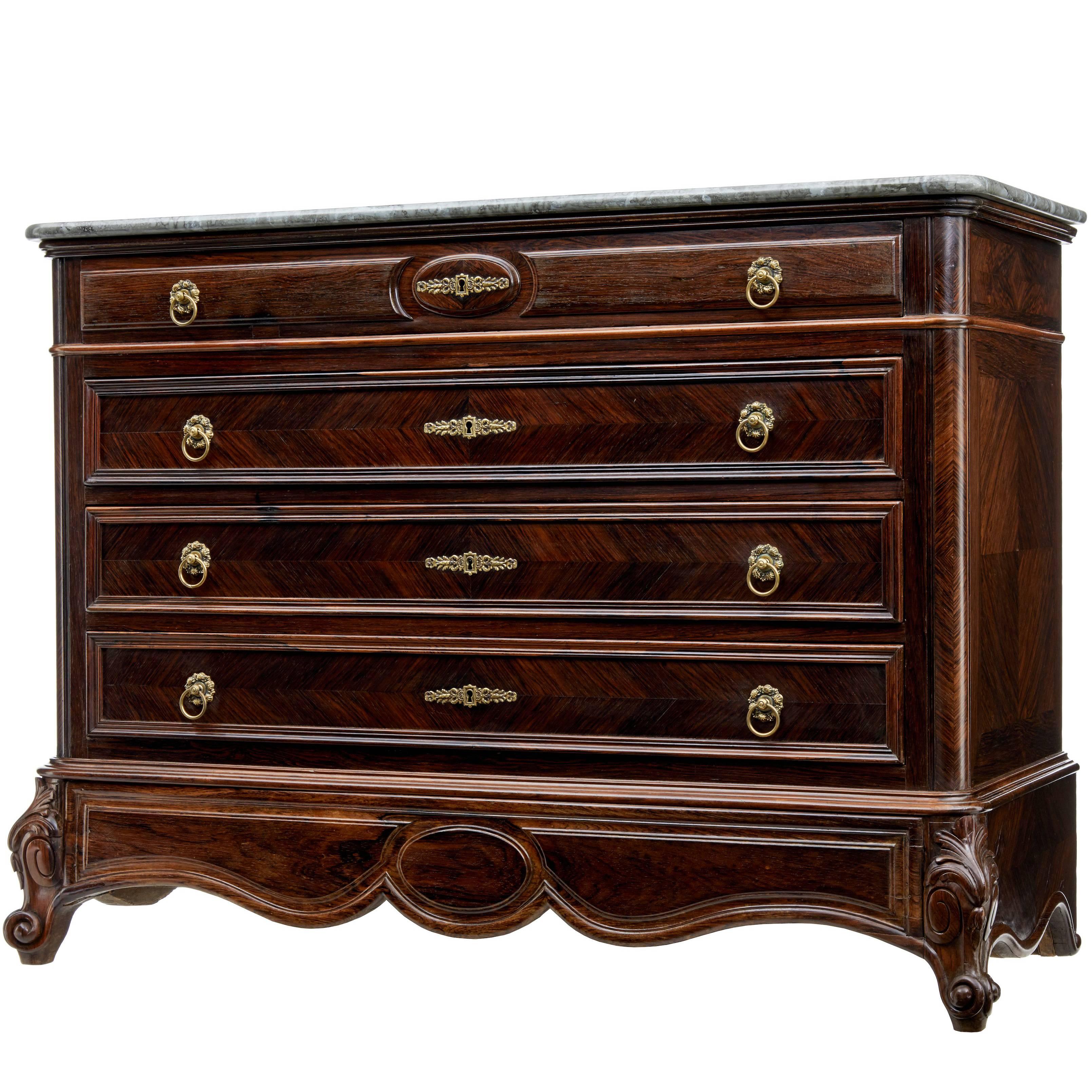 19th Century Large French Rosewood Commode Chest of Drawers