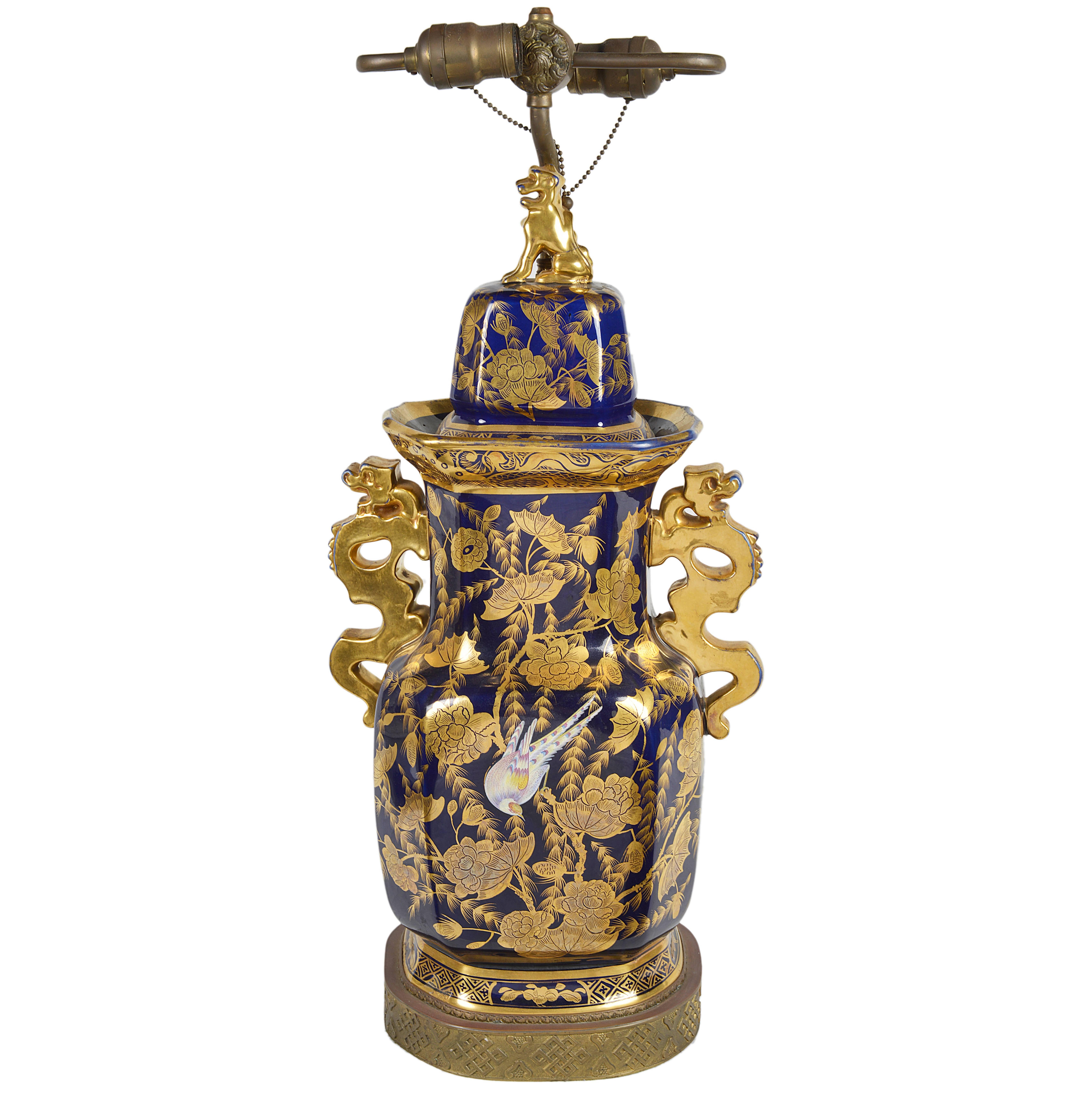 19th Century Iron Stone Vase / Lamp