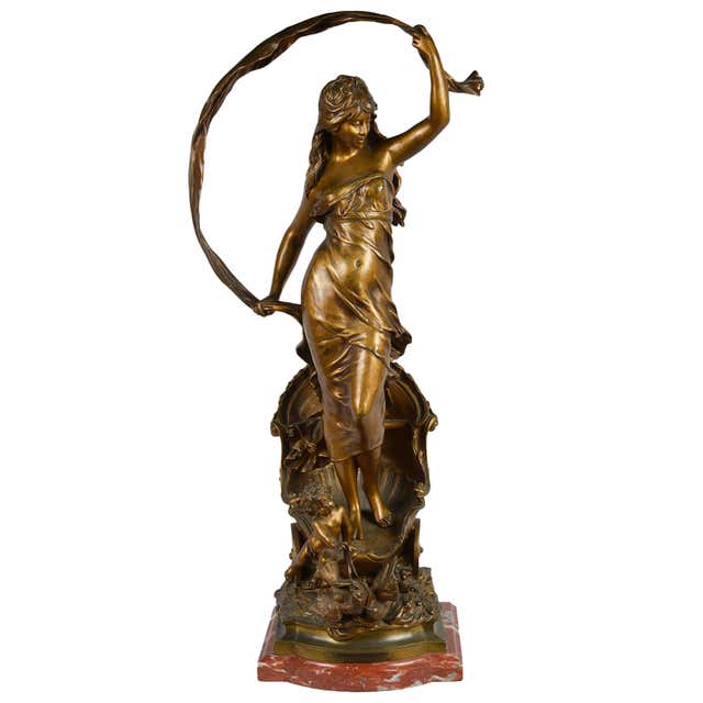 Math. Moreau Bronze Statue of a Lady Spinning For Sale at 1stDibs ...