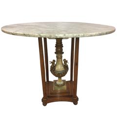 Italian Marble Center Table with Onyx Pedestal and Bronze Cherubs 6