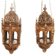 Pair of 18th Century Italian Giltwood Lanterns