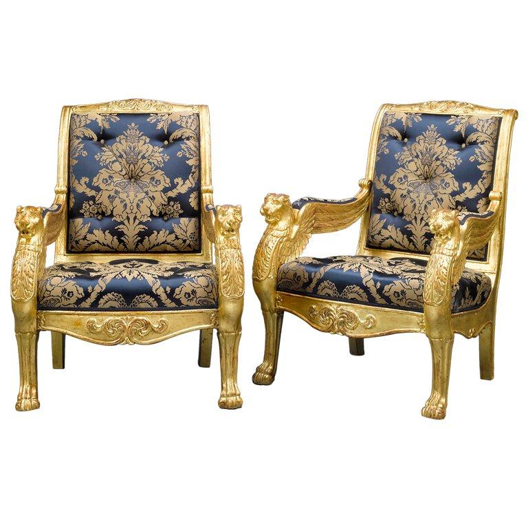 French Giltwood Armchairs