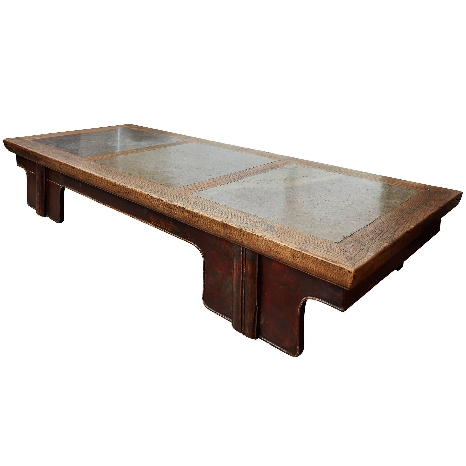 18th Century Chinese Puddle Stone Low Calligraphy Table