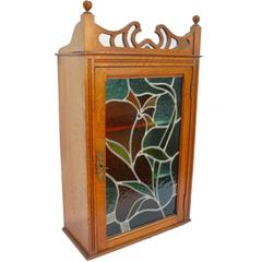 Magnificent French Art Nouveau Display Case Cabinet with Colored Stained Glass 7