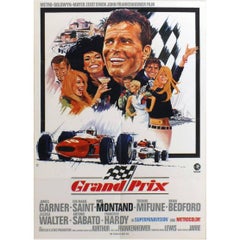 Vintage "Grand Prix" Film Poster, 1966