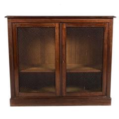 Antique French Mahogany Two-Door Cabinet with grille work. Circa 1910