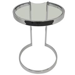 Polished Nickel and Glass Occasional Table in the Style of Milo Baughman 3