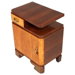 1920s Bedside Table Art Deco in Burl Elm and Rosewood , Gaetano Borsani Attribut