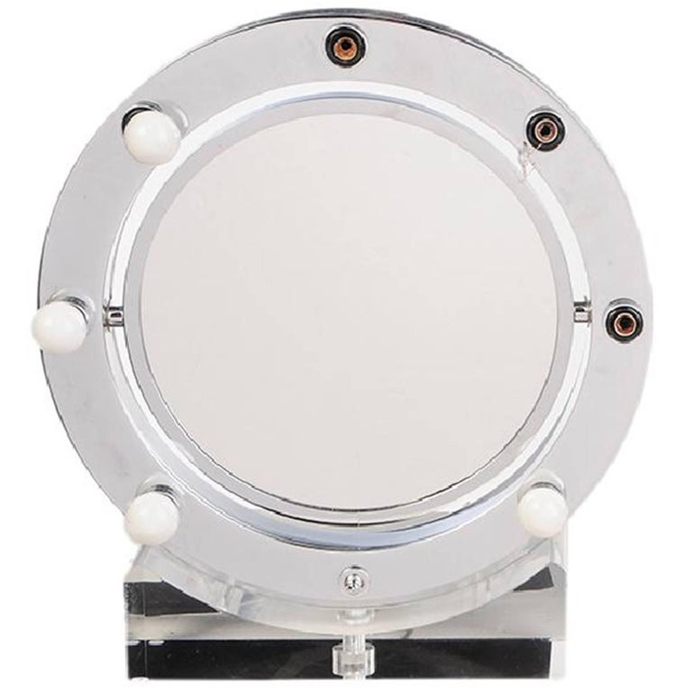 Lucite and Chrome Makeup Mirror with Magnifying Feature by Charles