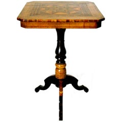 19th Century Signed Sorrento Parquetry End / Side Table, Italy Circa 1890