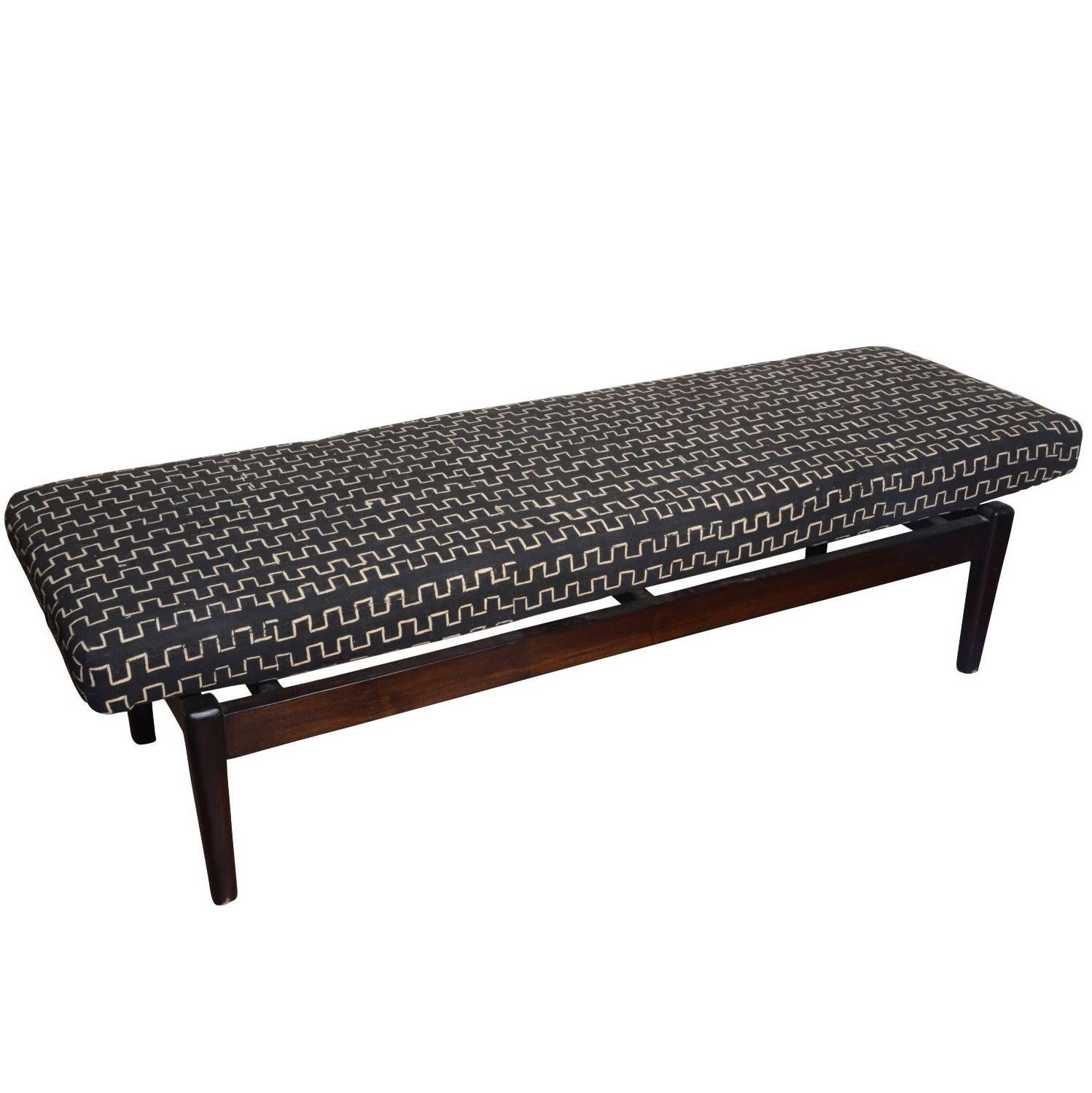 Contemporary Bench Upholstered in African Mudcloth