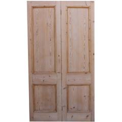 Pair of Stripped Pine Interior Room Dividing Double Doors