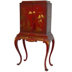 Japanned Chinoiserie Lacquer Cocktail Cabinet on Stand