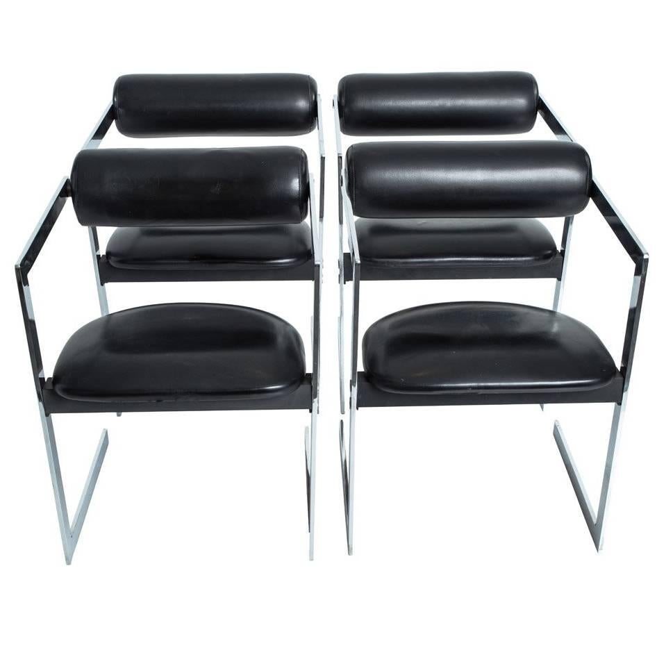 Bauhaus Black Leather Chairs  For Sale