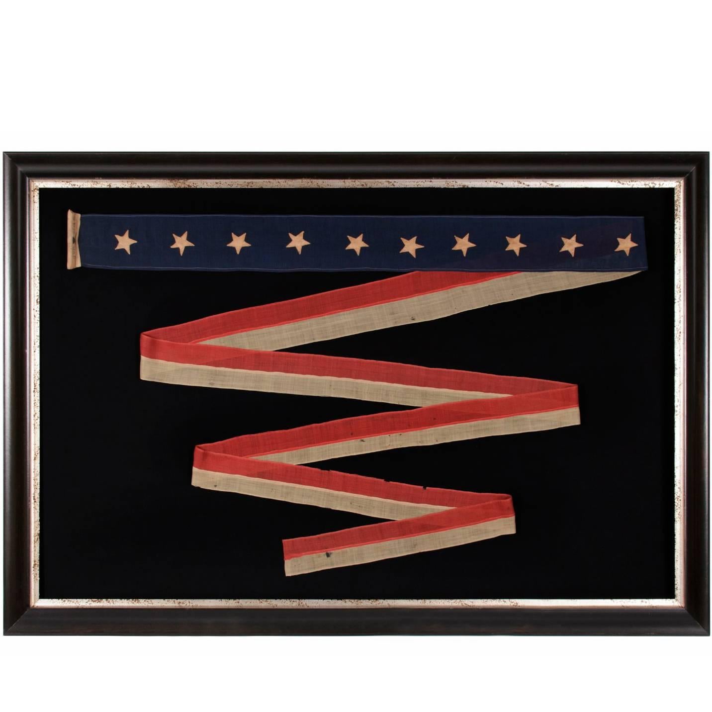 U.S Navy Homeward-Bound or Commissioning Pennant with 10 Stars, Signed "Jordan"